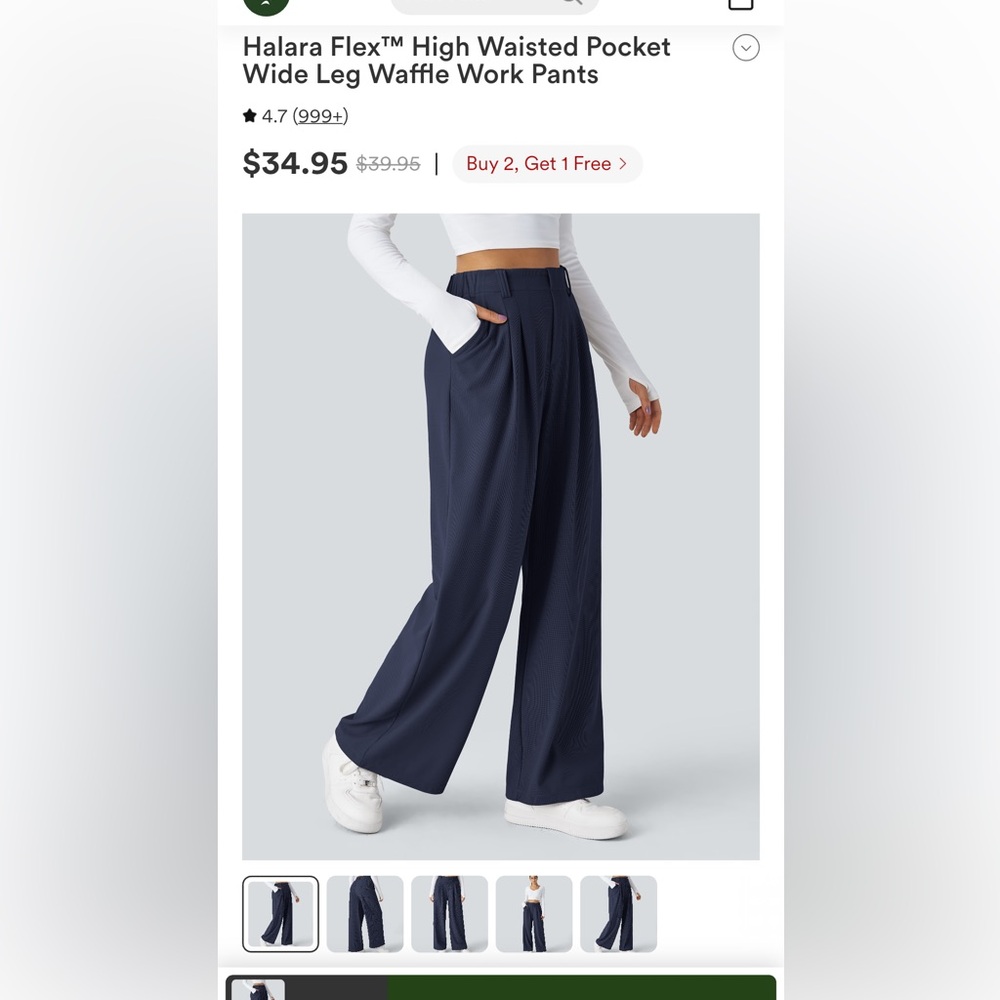 Halara Flex High Waisted Pocket Wide Leg Waffle Work Pant